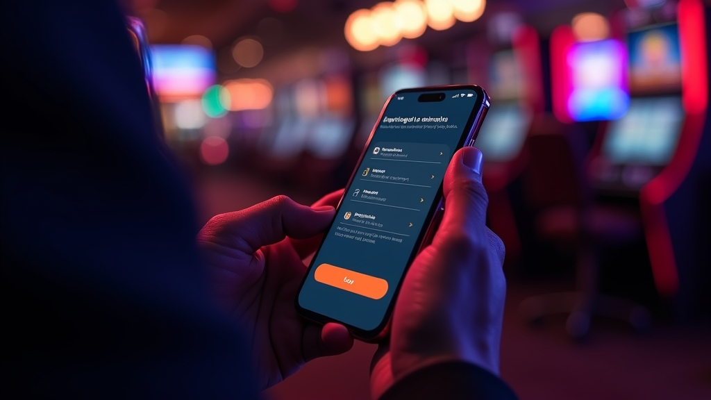 Handy mit App-Einrichtung und Login auf dunklem Hintergrund